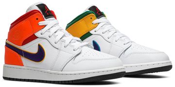 Foto do produto Tênis Air Jordan 1 Mid GS White Court Purple Teal