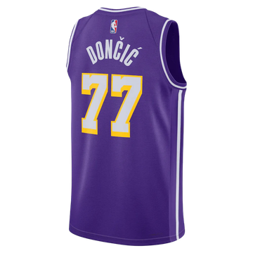 Foto do produto Regata NBA Los Angeles Lakers 25/26 Statement Edition Swingman Jersey Luka Doncic 77 Roxa
