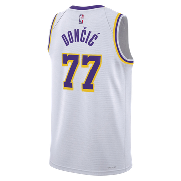 Foto do produto Regata NBA Los Angeles Lakers Association Edition Swingman Jersey Luka Doncic 77 Branca