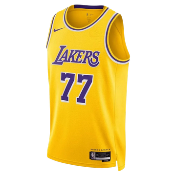 Foto do produto Regata NBA Los Angeles Lakers Icon Edition Swingman Jersey Luka Doncic 77 Amarela