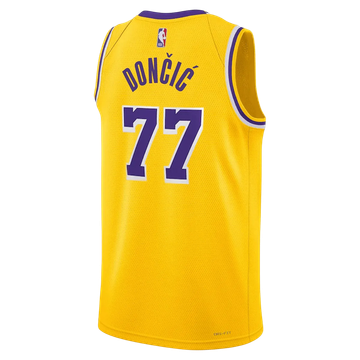Foto do produto Regata NBA Los Angeles Lakers Icon Edition Swingman Jersey Luka Doncic 77 Amarela