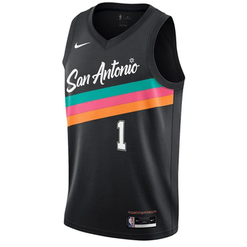 Foto do produto Regata NBA San Antonio Spurs City Edition Swingman Jersey 2526 Victor Wembanyama 1 Preta