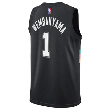 Foto do produto Regata NBA San Antonio Spurs City Edition Swingman Jersey 2526 Victor Wembanyama 1 Preta