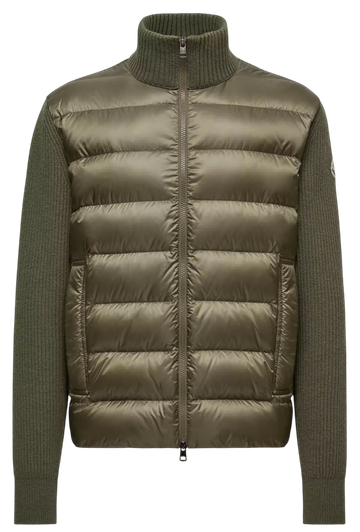 Foto do produto Jaqueta Moncler Olive Green Padded Wool & Cashmere Zip-Up Cardigan