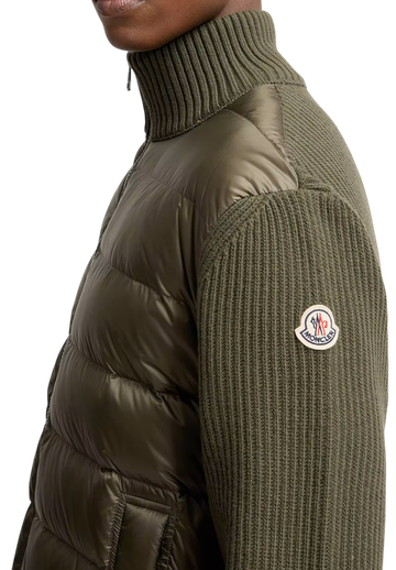 Foto do produto Jaqueta Moncler Olive Green Padded Wool & Cashmere Zip-Up Cardigan