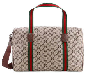 Foto do produto Bolsa Gucci Brown Gg Supreme Fabric And Leather Duffle Bag With Web Detail
