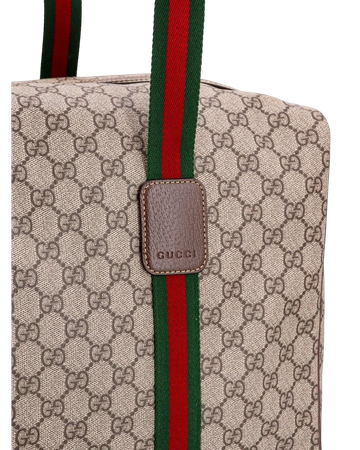 Foto do produto Bolsa Gucci Brown Gg Supreme Fabric And Leather Duffle Bag With Web Detail