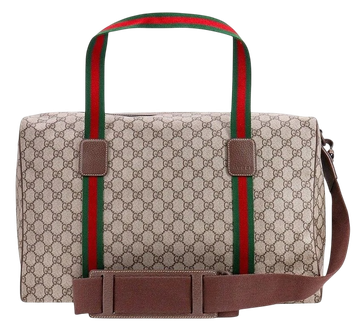 Foto do produto Bolsa Gucci Brown Gg Supreme Fabric And Leather Duffle Bag With Web Detail