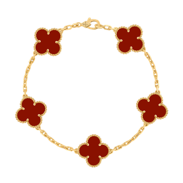 Foto do produto Pulseira Van Cleef Vintage Alhambra 5 motivos Cornalina
