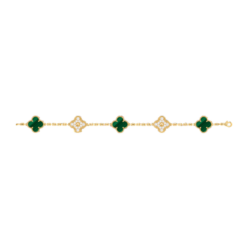 Foto do produto Pulseira Van Cleef Vintage Alhambra 5 motivos Malaquita Diamante