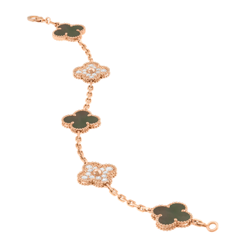 Foto do produto Pulseira Van Cleef Vintage Alhambra 5 motivos Madrepérola Diamante
