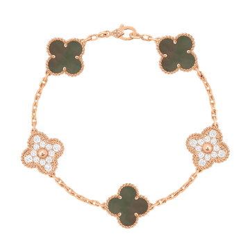 Foto do produto Pulseira Van Cleef Vintage Alhambra 5 motivos Madrepérola Diamante