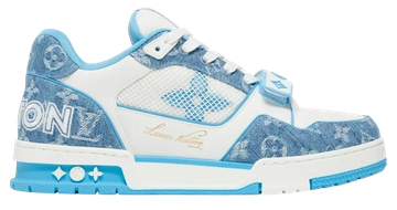 Foto do produto Tênis Louis Vuitton Trainer Low Velcro Strap Light Blue Monogram Denim