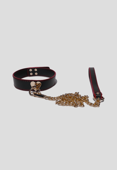 Choker Cabare Preto /Vermelho/Dourada com guia