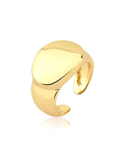 Anel dedinho dourado aberto design oval