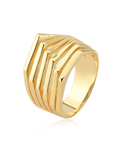 Anel dourado 6 elos banhado a ouro 18k