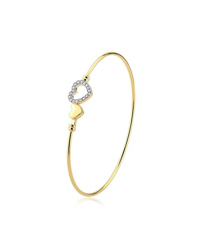 Bracelete dourado com coração cravejado Authentical