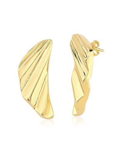 Brinco ear cuff design asa com textura canelada dourado ou prateado