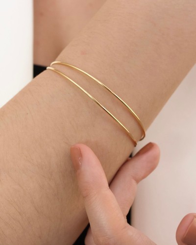  Bracelete Dourado 2 Aros Finos