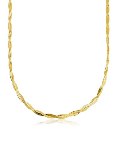 Choker 2 Malha Fita Entrelaçada Banhado a Ouro 18k 