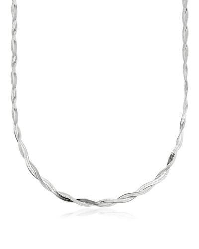 Choker 2 Malha Fita Entrelaçada Banhado a Ouro Branco