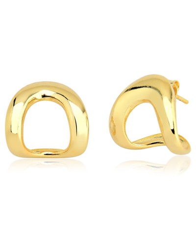 Brinco Oval M Banhado a Ouro 18k