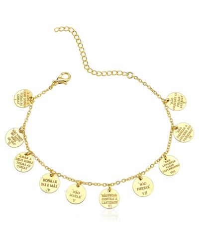 Pulseira 10 Mandamentos Banhado a Ouro 18k