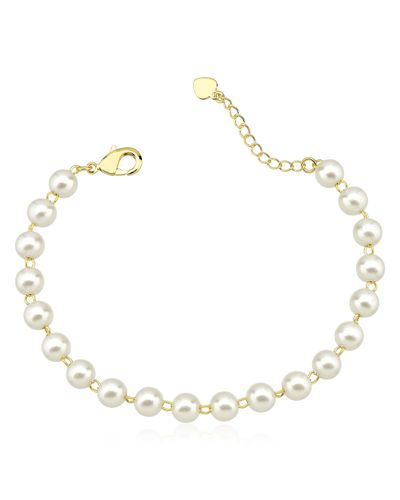 Pulseira com perolas banhada a ouro 18k