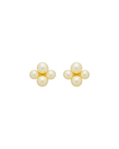 Brinco dourado 4 pérolas  