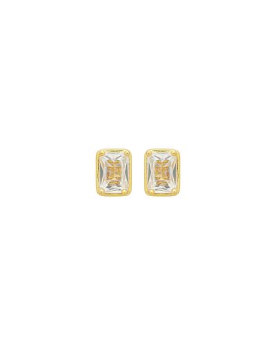 Brinco dourado cristal retangular 