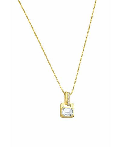 Colar dourado malha veneziana pingente cristal 