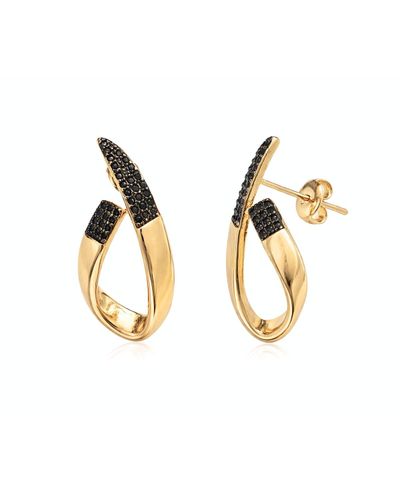 Brinco dourado frontal gota vazada zircônia negra