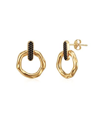 Brinco dourado frontal orgânico zircônia negra
