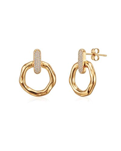 Brinco dourado frontal orgânico zircônia branca