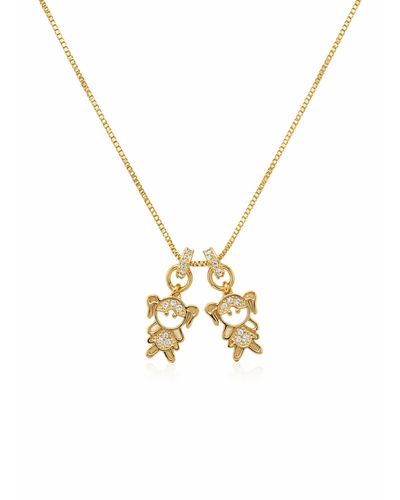 Colar dourado  malha veneziana pingentes 2 filhas 