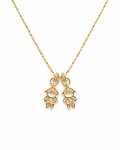 Colar dourado  malha veneziana pingentes 2 filhos 