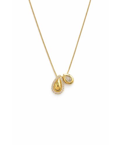 Colar dourado com 2 pingentes gota