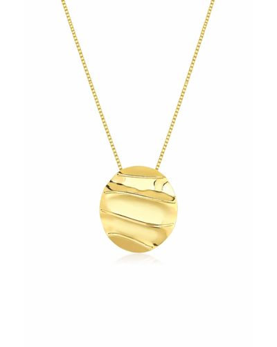 Colar dourado pingente redondo ondulado 