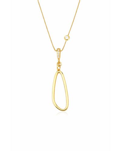 Colar Dourado Pingente Orgânico e Ponto de Luz