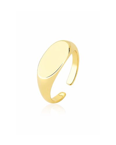 Anel Regulável Oval Liso Aberto Dourado 