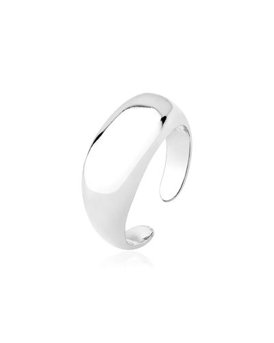 Anel Dedinho Bold Textura Lisa Prateado