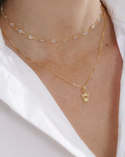 Colar dourado malha veneziana pingente filha