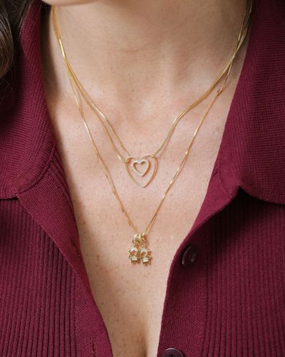 Colar dourado  malha veneziana pingentes 2 filhos 