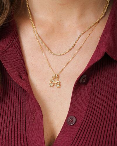 Colar dourado malha veneziana pingentes 2 filhos casal