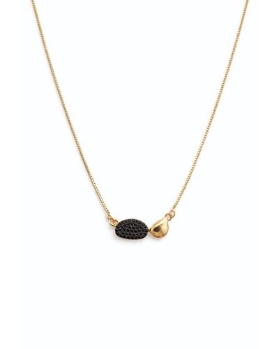 Colar malha veneziana pingente oval cravejado zircônias negras