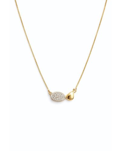 Colar malha veneziana pingente oval cravejado zircônias brancas