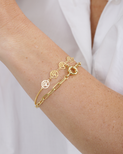 Pulseira dourada elos cartier com fecho boia