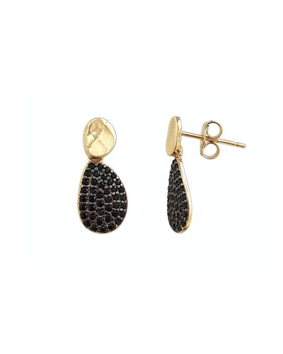 Brinco dourado frontal gota zircônia negra