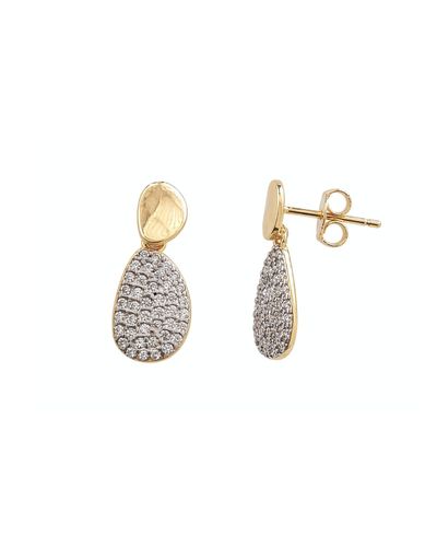 Brinco dourado frontal gota zircônia branca