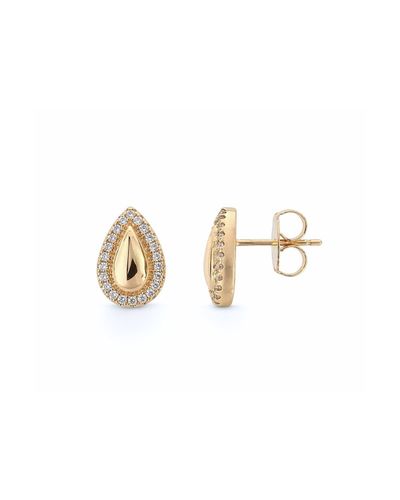 Brinco dourado frontal gota detalhe cravejado      